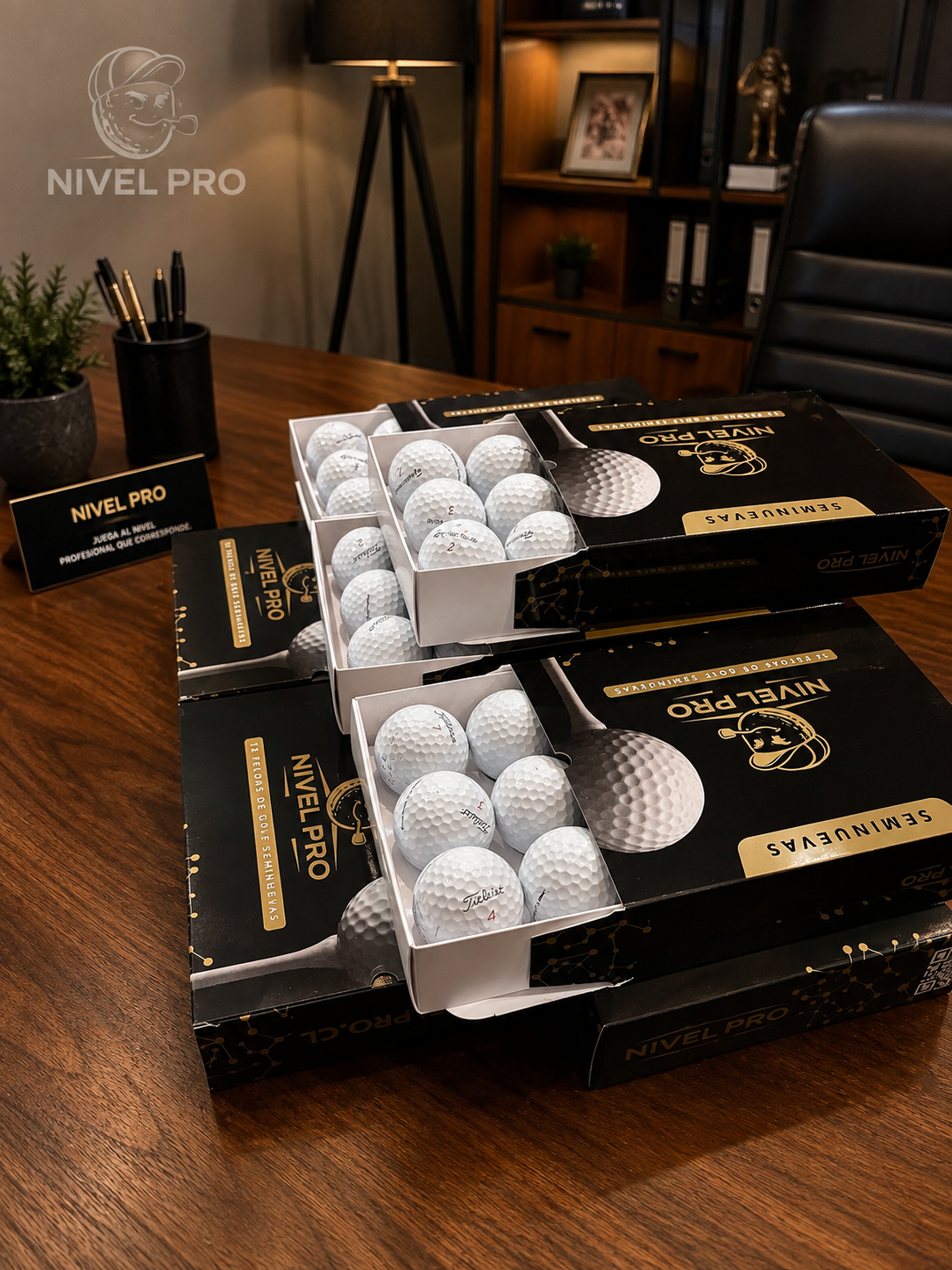 Cajas Nivel Pro con pelotas de golf seminuevas clasificadas