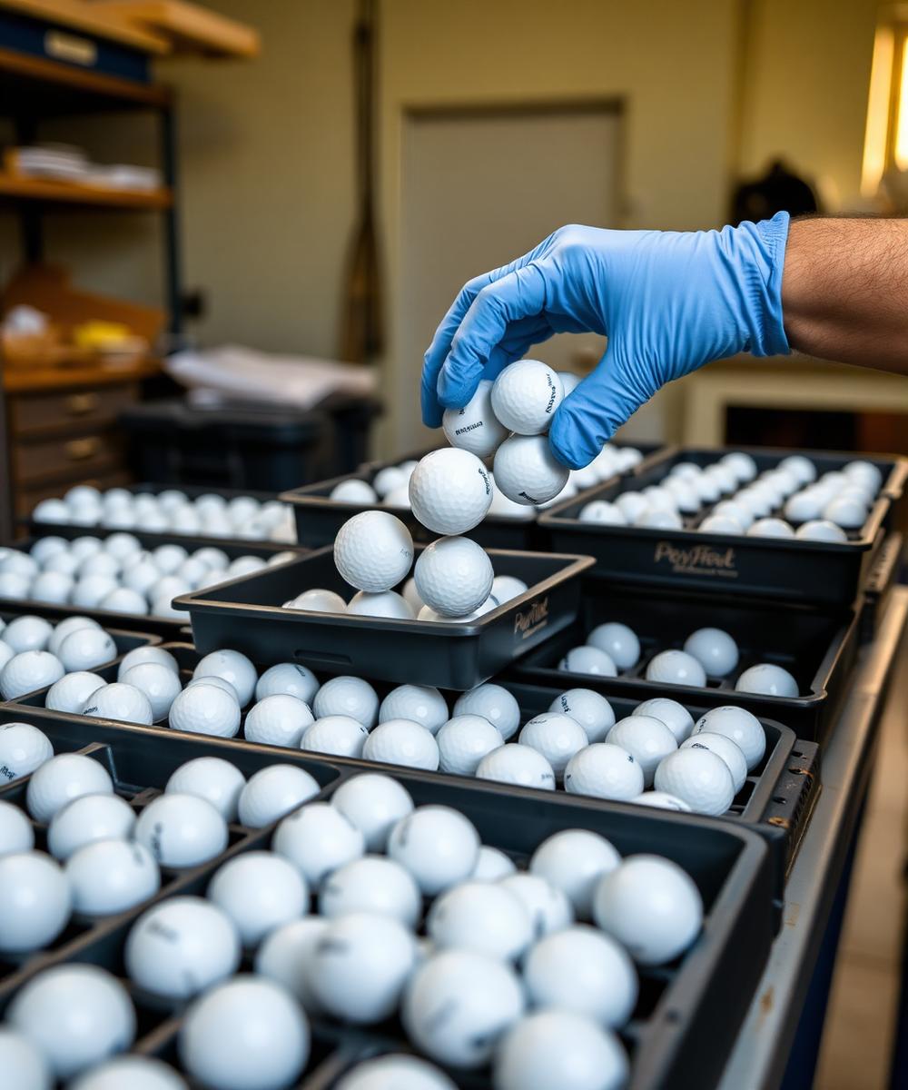 Equipo de Nivel Pro clasificando pelotas de golf